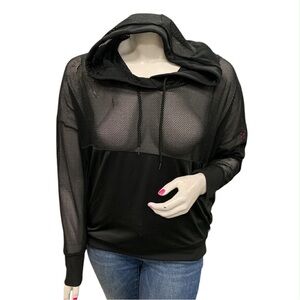 Elegant Black Mesh Women's Hoodie Size XL